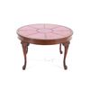 Image 2 : Queen Anne Style Leather Top Round Coffee Table