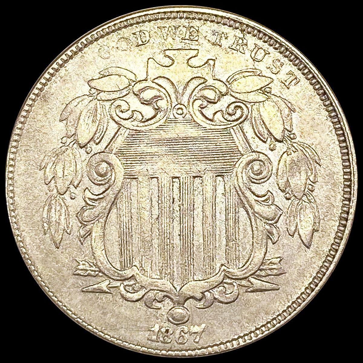 Us Coin With Rays 1867 Rays Shield Nickel UNCIRCULATED