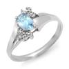 Image 1 : .52 ctw Diamond Blue Topaz Ring White Gold Jewelry