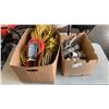 Image 1 : 2 BOXES OF TROUBLE LIGHTS, EXTENTION CORD, ELECTRICAL CONNECTORS, CLAMPS