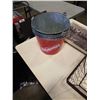 Image 2 : WIRE BASKET WITH ICE BUCKETS AND IRON WORKERS TIN SIGN
