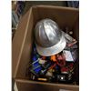 Image 2 : BOX OF TOOLS, HARD HAT AND MORE