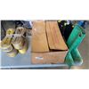 Image 1 : 4 LIFTING STRAPS, BOX OF COVERALLS AND 2 PAIRS RAIN BOOTS SIZE 11
