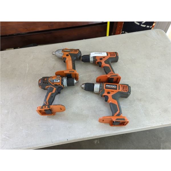 4 RIDGID 18V DRILLS ALL ARE WORKING NO BATTERIES