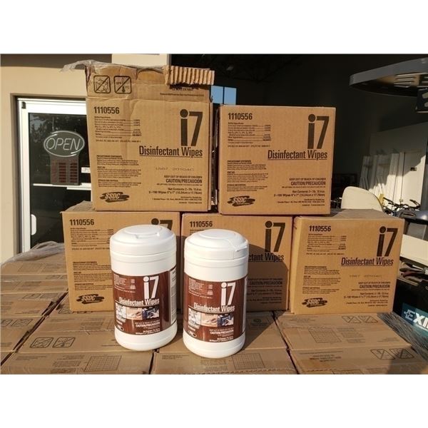 5 BOXES I7 DISINFECTANT WIPES 10 BOTTLES TOTAL 180 WIPES PER BOTTLE