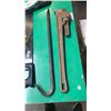Image 2 : GREENLEE FISH TAPE WITH WRECKING BAR, RIDGID PIPE WRENCH AND SAW