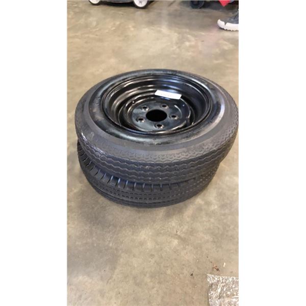 2 TRAILER TIRES 4.80-12 ON RIMS 5 BOLT