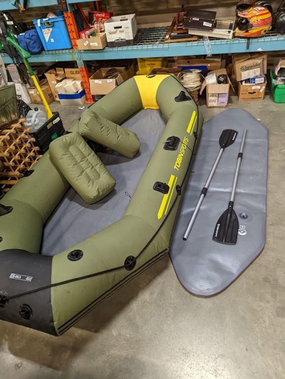 TOBIN SPORTS CANYON PRO 3 SEATER INFLATABLE BOAT WITH 2 OARS AND PUMP ...