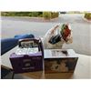 Image 1 : WHITE PORCELAIN SNOWMAN FAMILY FIGURE WITH 2 BOXES OF DECOR AND GIFT BOXES