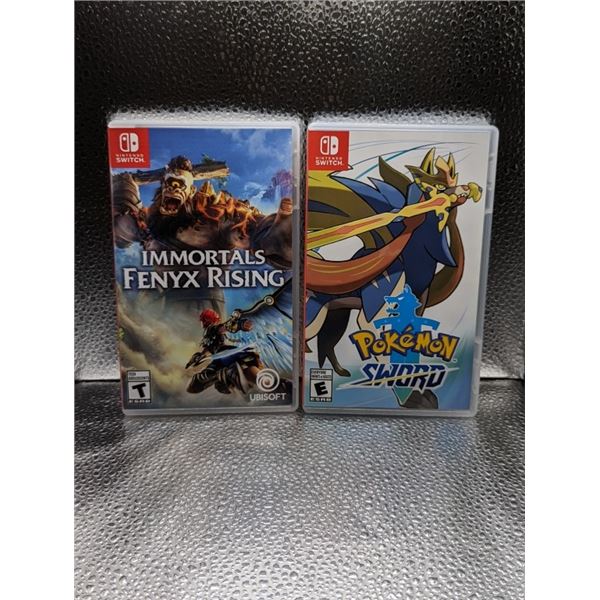 2 AS NEW NINTENDO SWITCH GAMES RETAIL $130 IMMORTALS FENYX RISING AND POKEMON SWORD