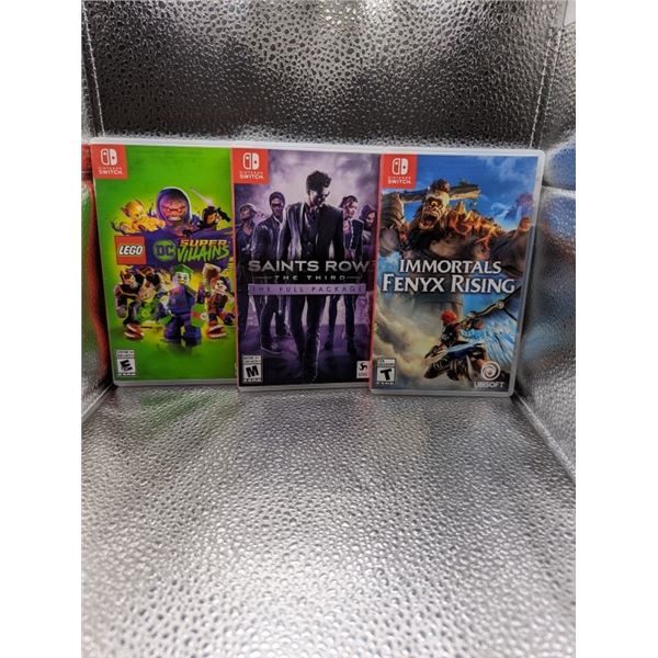 3 AS NEW NINTENDO SWITCH GAMES RETAIL $135 LEGO DC VILLIANS, IMMORTALS FENYX RISING AND SAINTS ROW T