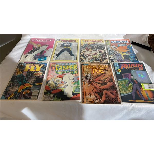 8 HI COMICS - EDGAR ALLAN POE, ROBIN II, CASPER THE FLY, ETC