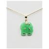 Image 2 : 14KT. YELLOW GOLD 12.75MM X 12.85MM NATURAL JADEITE "ELEPHANT" PENDANT WITH STERLING SILVER CHAIN, 4