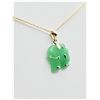Image 3 : 14KT. YELLOW GOLD 12.75MM X 12.85MM NATURAL JADEITE "ELEPHANT" PENDANT WITH STERLING SILVER CHAIN, 4