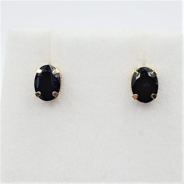 14KT. YELLOW GOLD 7MM X 5MM NATURAL SAPPHIRE EARRINGS, 2.2CTS, W/A $840.00