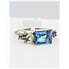 Image 1 : 14KT. WHITE GOLD 8.55MM X 6.3MM NATURAL BLUE TOPAZ (2.25CTS), MIXED GEMSTONE (0.80CTS), & DIAMOND (0