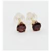 Image 3 : 14KT. YELLOW GOLD 3.9MM X 3.8MM NATURAL GARNET EARRINGS, 0.66CTS, W/A $680.00