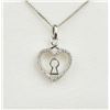 Image 1 : STERLING SILVER DIAMOND HEART & KEYHOLD PENDANT WITH STERLING CHAIN, 42 DIAMONDS (.06CTS), W/A $1315