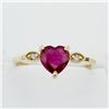 Image 1 : 10KT. YELLOW GOLD 5.6MM X 6MM NATURAL ENHANCED RUBY (0.65CTS) & DIAMOND (0.04CTS) HEART RING, W/A $1