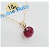 Image 3 : 10KT. YELLOW GOLD 8MM NATURAL ENHANCED RUBY SOLITAIRE PENDANT WITH STERLING SILVER CHAIN, 2.65CTS, W