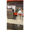 Image 1 : SWISS GEAR HARDCASE LUGGAGE WITH 21" CANDLE LANTERN AND WOLF ESKIMO SCULPTURE