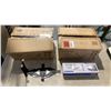 Image 1 : TWO VIVO PNEUMATIC ARM DUAL MONITOR DESK MOUNT, AND WHITE PROJECTOR CEILING MOUNT - MODELS MOUNT-VP0