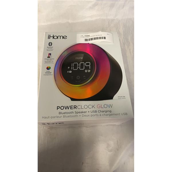 IHOME POWER CLOCK GLOW W/ BLUETOOTH SPEAKER AND USB CHARGING