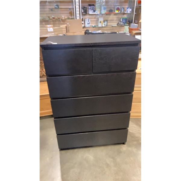 BLACK IKEA 6 DRAWER CHEST OF DRAWERS