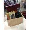 Image 3 : BOX OF MARBLE SERVING PLATTER, CEDAR STUDIOS CANVAS, STONE CHESS TRAY AND 5 GALLON MERLOT BOTTLE LIV