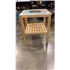 Image 2 : GLASSTOP SIDE TABLE WITH RATTAN SHELF