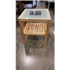 Image 3 : GLASSTOP SIDE TABLE WITH RATTAN SHELF