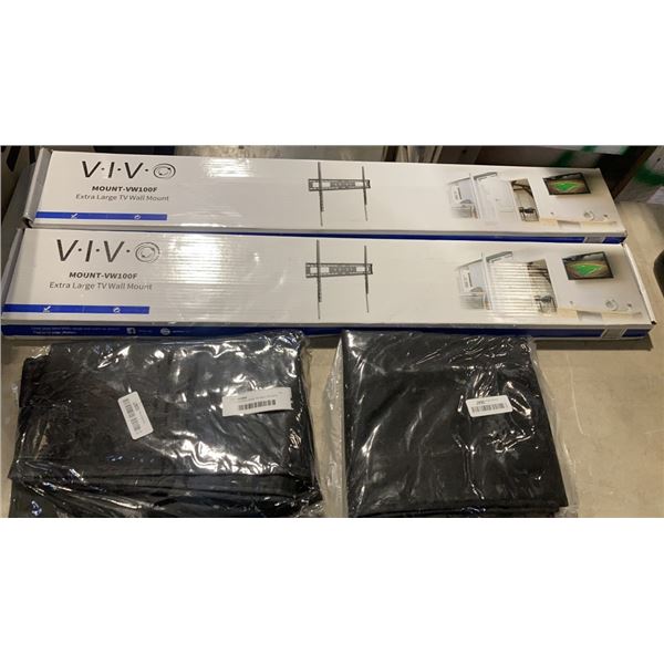 2 VIVO EXTRA LARGE TV WALL MOUNTS AND 2 TV COVER PROTECTORS - MODEL MOUNT-VW100F