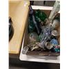 Image 8 : 2 TRAYS OF COLLECTIBLES, CASES, CRYSTAL WAND, METAL DRAGON FIGURE