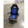 Image 1 : BRASSEX BLUE AND BLACK GAS LIFT GAMING CHAIR, RETAIL $229