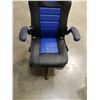 Image 2 : BRASSEX BLUE AND BLACK GAS LIFT GAMING CHAIR, RETAIL $229