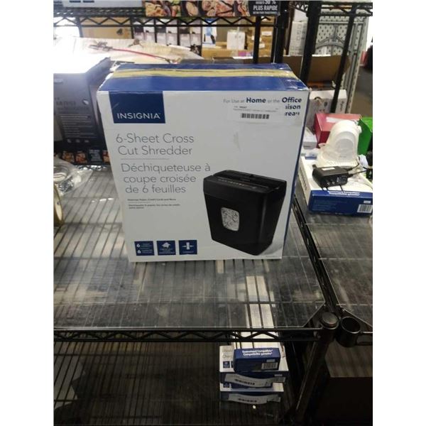 INSIGNIA 6SHEET CROSS CUT SHREDDER TESTED AND WORKING, RETAIL 49