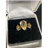 Image 2 : Gorgeous Sterling Silver Ring with a Large Center Pear Shaped Genuine Citrine. With Smaller Citrines