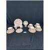 Image 1 : Beautiful Vintage " Rosemary" 21 Piece Chintz Tea Set- 6 Trios ( 6 Cups, 6 Saucers, 6 Plates) Crean 