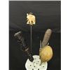 Image 2 : Vintage Flow Blue Victoria Ironstone Hat Pin Holder with Antique Hat Pins