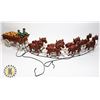 Image 1 : VINTAGE CAST IRON HORSES PULLING KEG WAGON