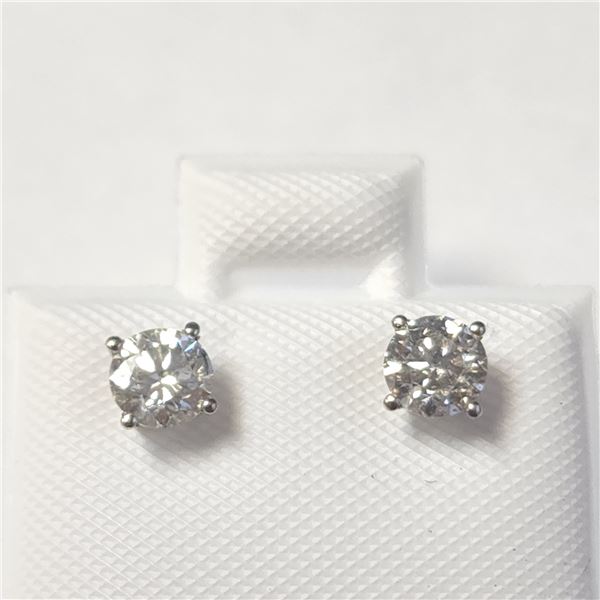 14K WHITE GOLD DIAMOND (0.62CT,SI1-2,G-H) EARRINGS