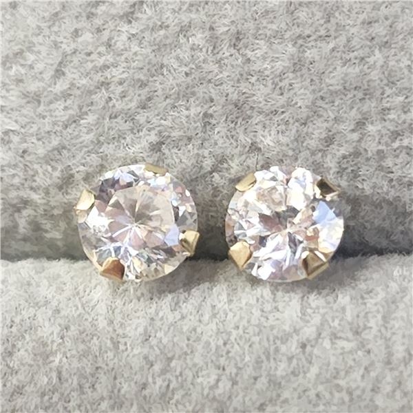 14K YELLOW GOLD CUBIC ZIRCONIA  EARRINGS
