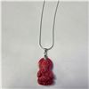 Image 2 : SILVER  POLYMERIZED CORAL 16" GANESH NECKLACE