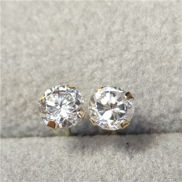 14K YELLOW GOLD CZ EARRINGS), MADE IN CANADA