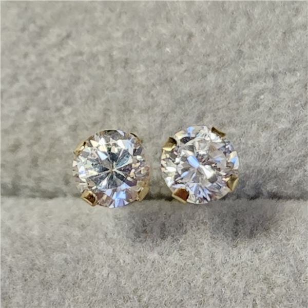 14K YELLOW GOLD CUBIC ZIRCONIA EARRINGS