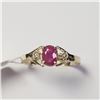 Image 1 : 10K YELLOW GOLD RUBY(0.56CT) DIAMOND(0.03CT)