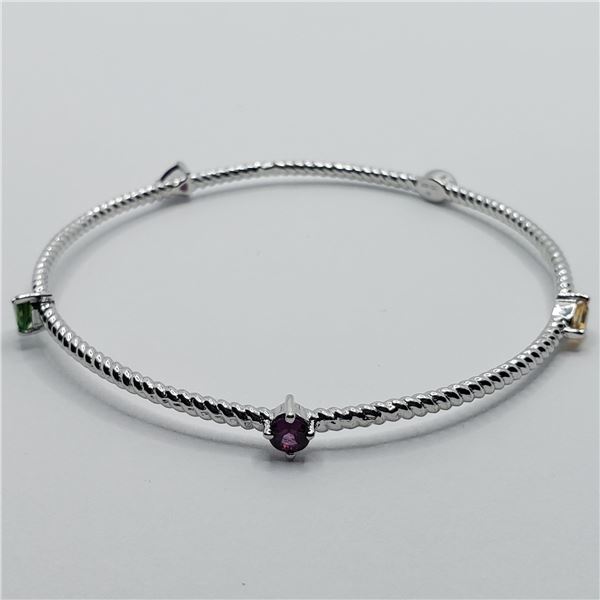 SILVER CHROME DIOPSIDE AND TOPAZ(3CT) BANGLE