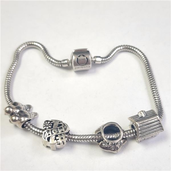 SILVER PANDORA STYLE BRACELET(~WEIGHT 22.7G)