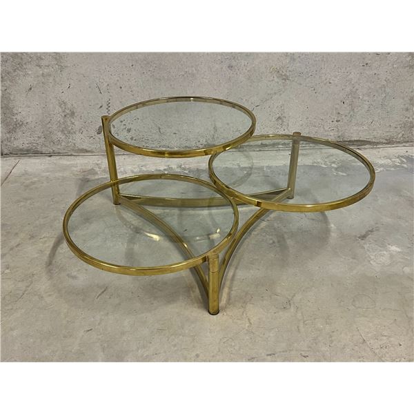 Vintage Brass / Glass Swing Out Coffee Table