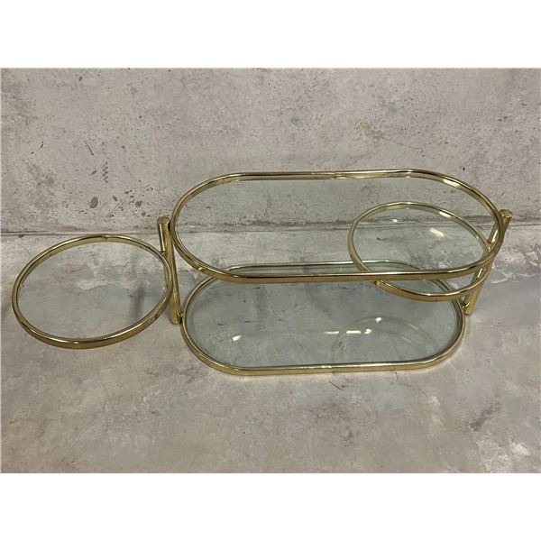 Vintage Brass / Glass Swing Out Coffee Table